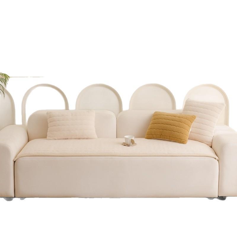 Leather Sofa Cushion Autumn And Winter  New Straight Row One-Piece Seat Cushion Winter Thickened Plush Sofa Cover Cover Cloth