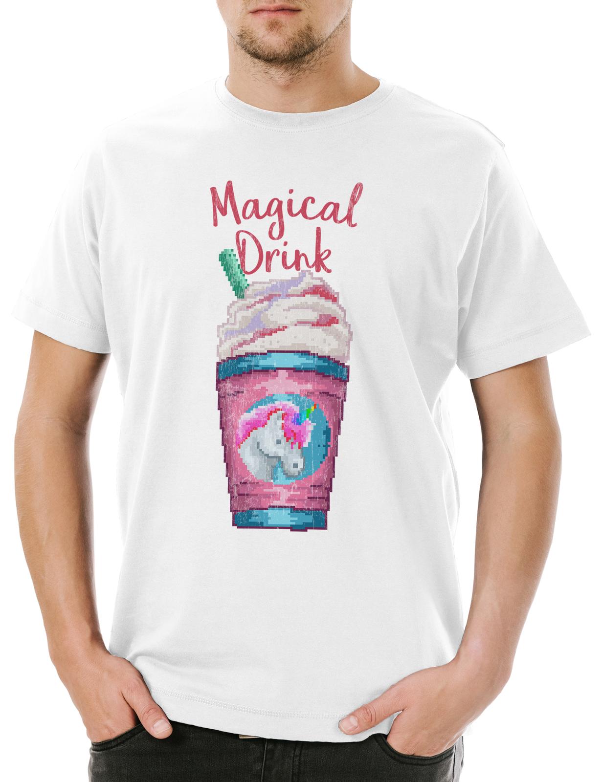 Magical Drink Mens T-Shirt Unicorn Pixel Umicorn Gamer Gaming Games Pixel S