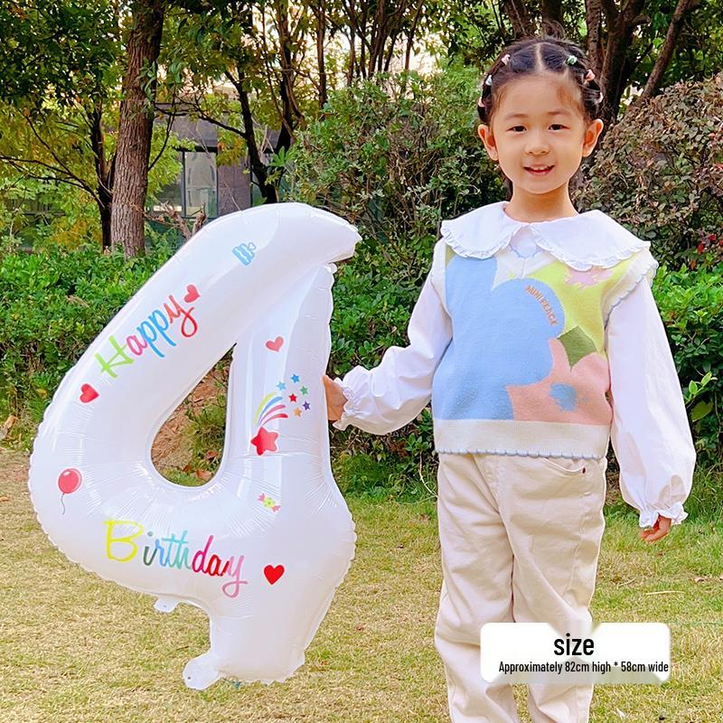 White Number Balloons for Kids' First Birthday Party Decorations