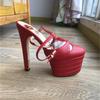 Fashion Brand Sexy Rivet 16cm High Heel Sandals Platform Party Wedding Ball T-stage Women Shoes High Quality Large 43summer Female Shoes