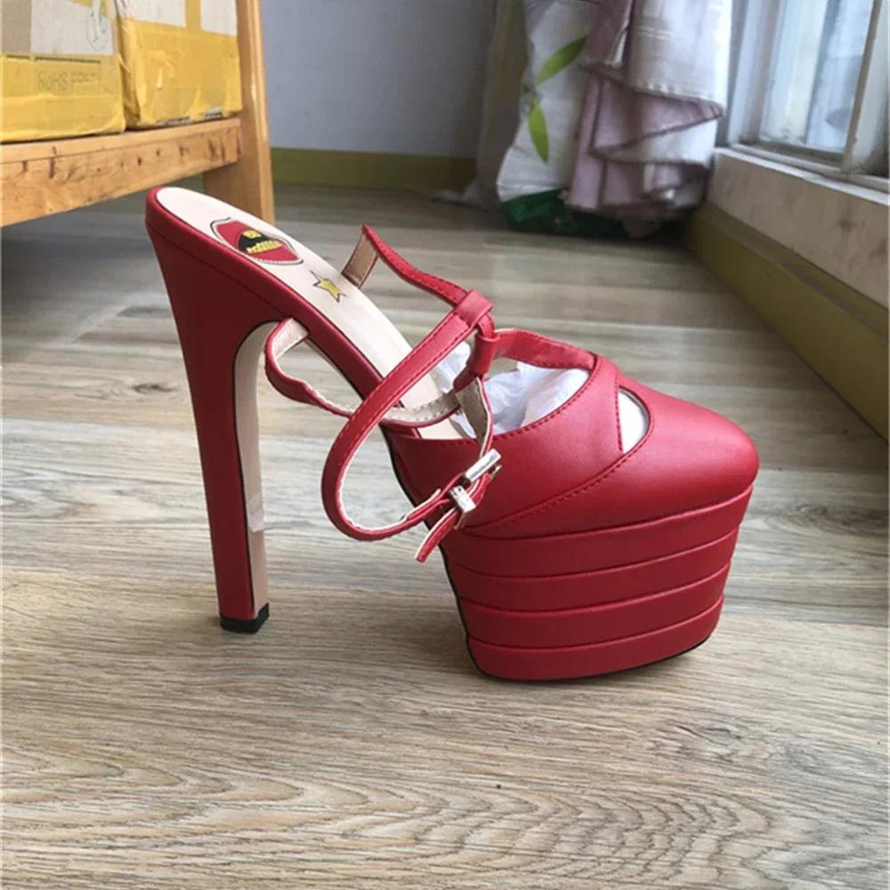 Fashion Brand Sexy Rivet 16cm High Heel Sandals Platform Party Wedding Ball T-stage Women Shoes High Quality Large 43summer Female Shoes