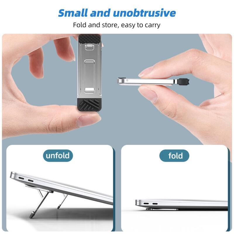 HdoorLink 2 in 1 Foldable Laptop Holder Mini Invisible Notebook Riser Bracket Self-adhesive Phone Table Desktop Kickstand Computer Cooling Stand