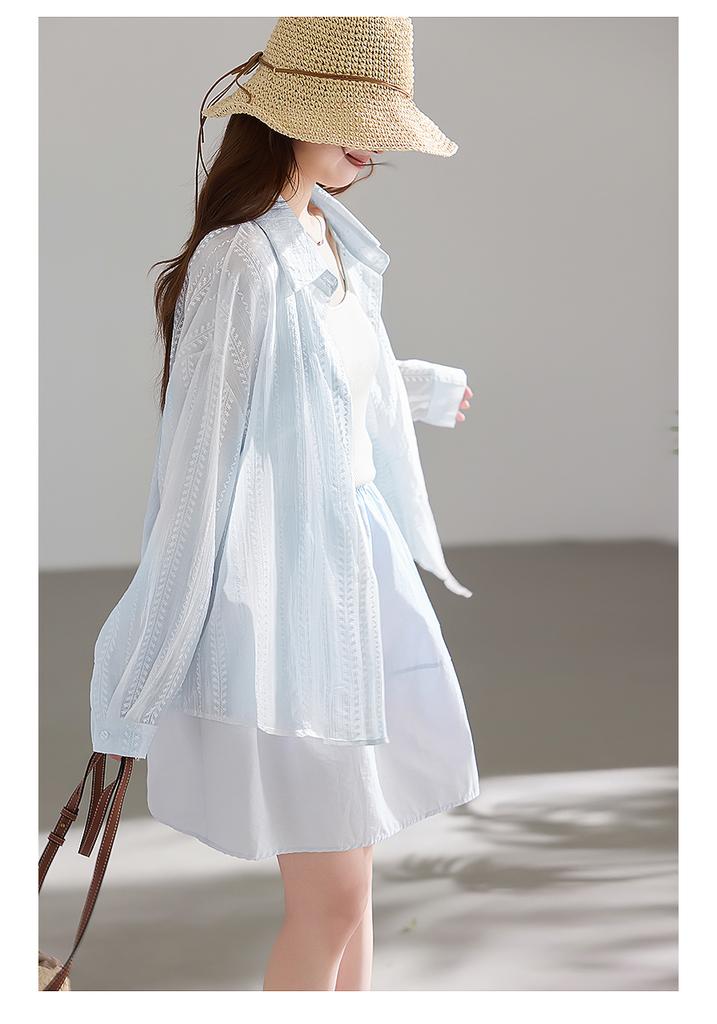 Light and Secure Series Lyocell Coarse Striped Lazy Style Long Sleeve Shirt
