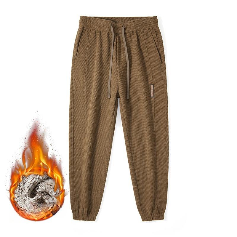 

Autumn Winter Fleece Warm Pants Men s Jogging Sweatpants Knitted Casual Thermal Warm Trousers 4XL коричневий