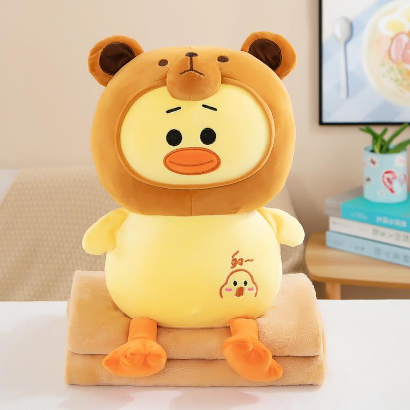 Adorable Transforming Duck Plush Toy Air Conditioning Blanket Pillow Soft Gift For Girls
