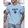 Herren Sommer 100 Baumwolle modisch lässig locker Sport ARMY und fünfzackiger Stern bedruckt Rundhals Kurzarm T-Shirt Top