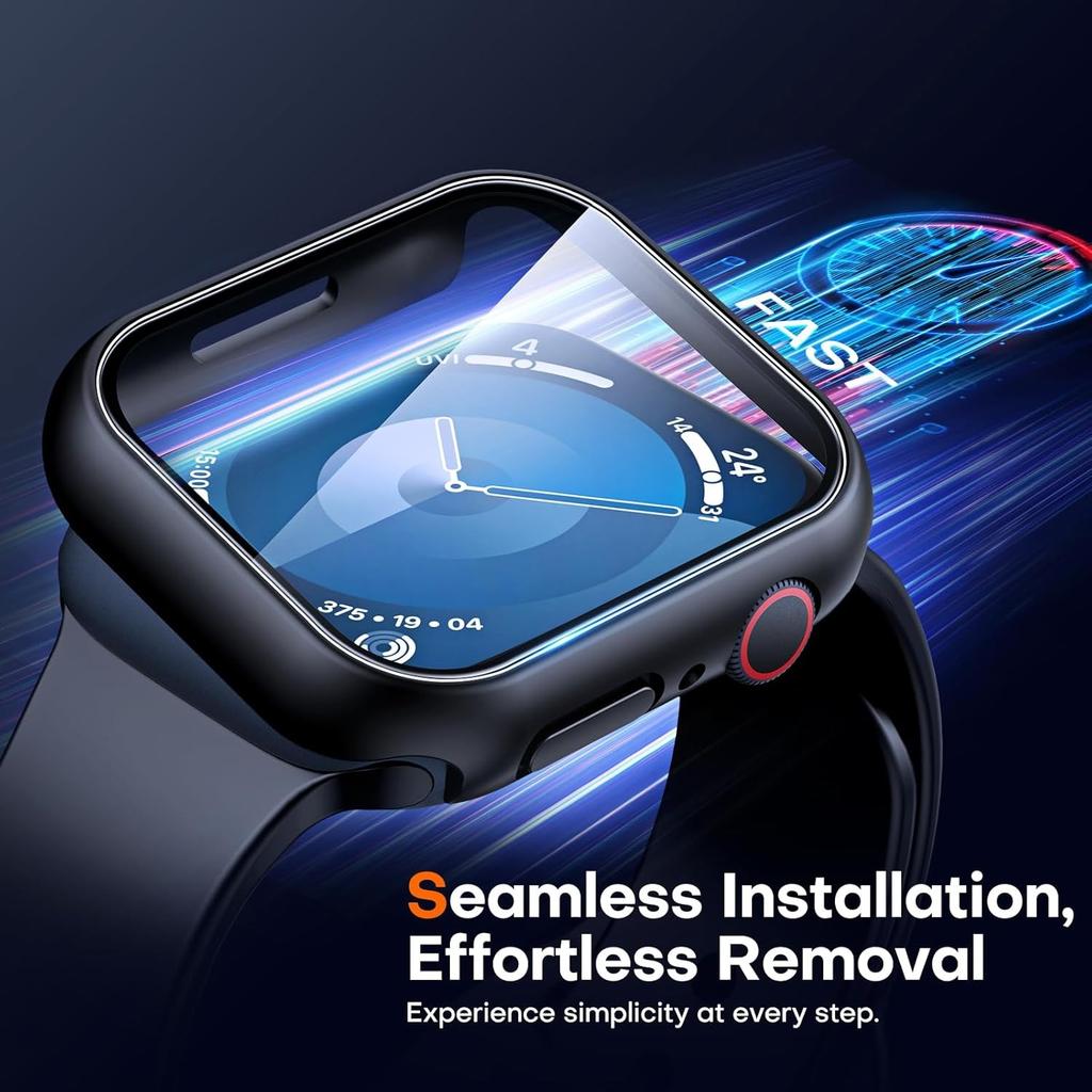 Gehärtetes Glas+Hülle für Apple Watch 46mm 44mm 45mm 41mm 40mm 42mm Displayschutz für iwatch Serie 10 9 8 7 6 SE 5 Zubehör