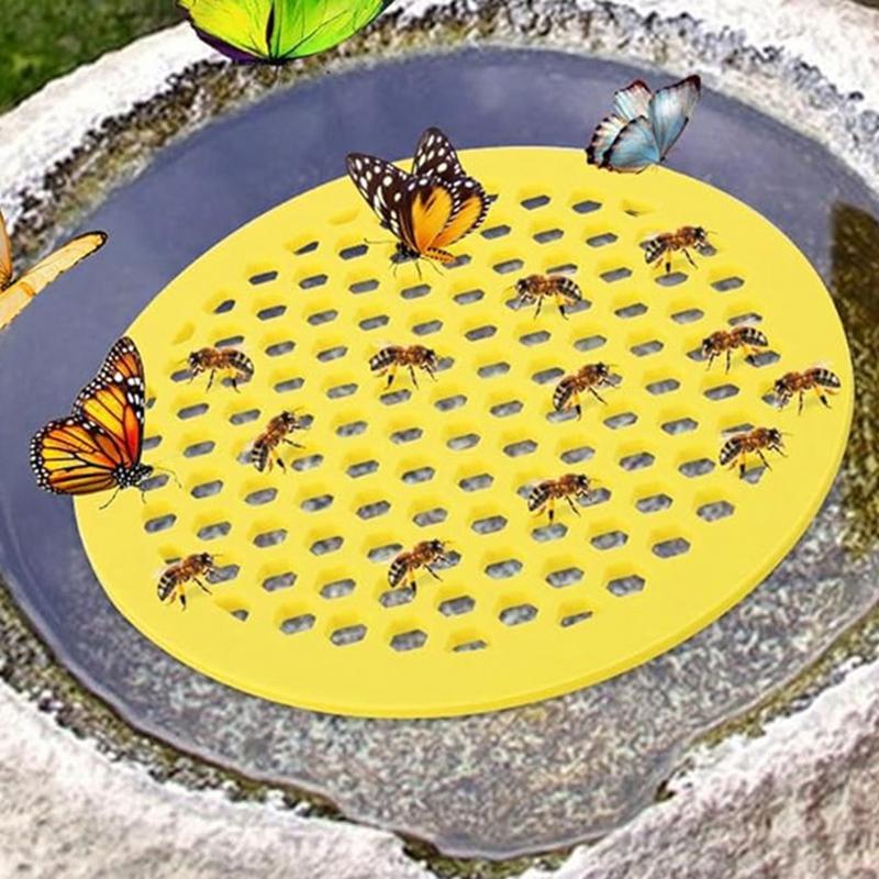 1PC Yellow Floating Bee Island Tray, Butterfly and Bee Water Feeder for Garden Pond Decoration, Bee Insect Drinking Tray