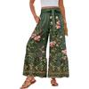 Pantalon décontracté large pour femme, Stretch, Taille haute, Ourlet à volants, Jambes larges, Ceinture, Et poches