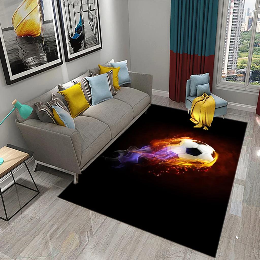 3D Football Pattern Carpet Living Room Large Carpet Children's Bedroom Kitchen Bathroom Entrance Anti-slip Home Decor Mat Carpet