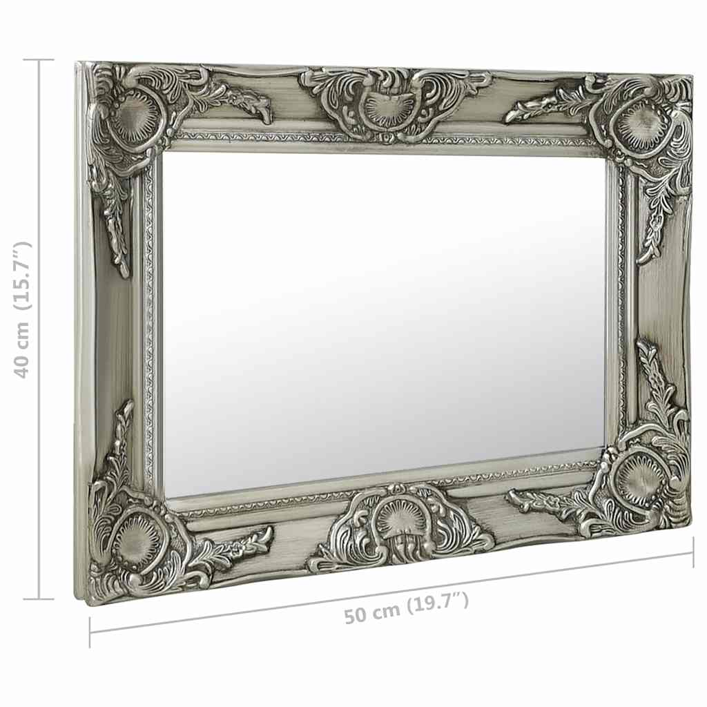 Baroque Style Wall Mirror 50x40 cm Silver