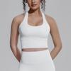Solid Color Racer Shape Back Tight Breathable Sports Bra Running Fitness Yoga Wear Vest Top For Women
