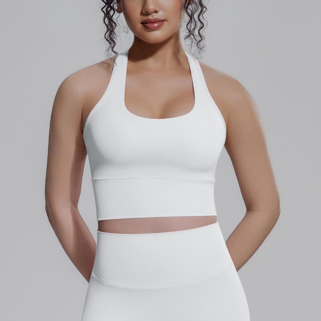Solid Color Racer Shape Back Tight Breathable Sports Bra Running Fitness Yoga Wear Vest Top For Women