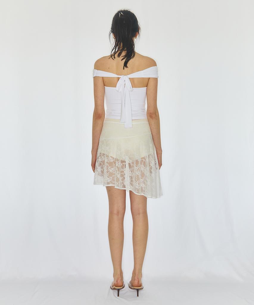 Yuhili Mesh Lace Skirt / White