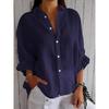 Women's Casual Blouses Spring Fall Fashion Print Solid Color 3/4 Sleeves POLO Neck Shirts
