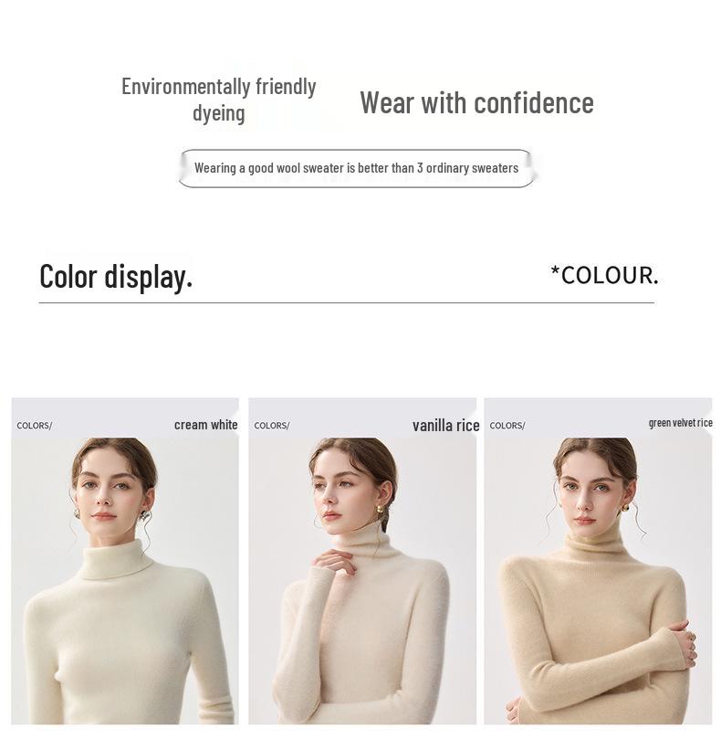 Women's High Neck Slim Fit 100% Pure Cashmere Sweater - Autumn/Winter Collection