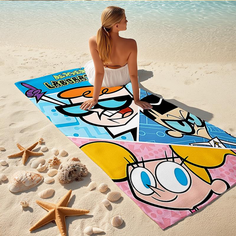 1Pc Dexter'S Lab Adventure Beach Towel, Quick Dry, Multi-Use for Beach Pool Gym Yoga Home Travel, Christmas, Halloween, Xmas Gift M929418