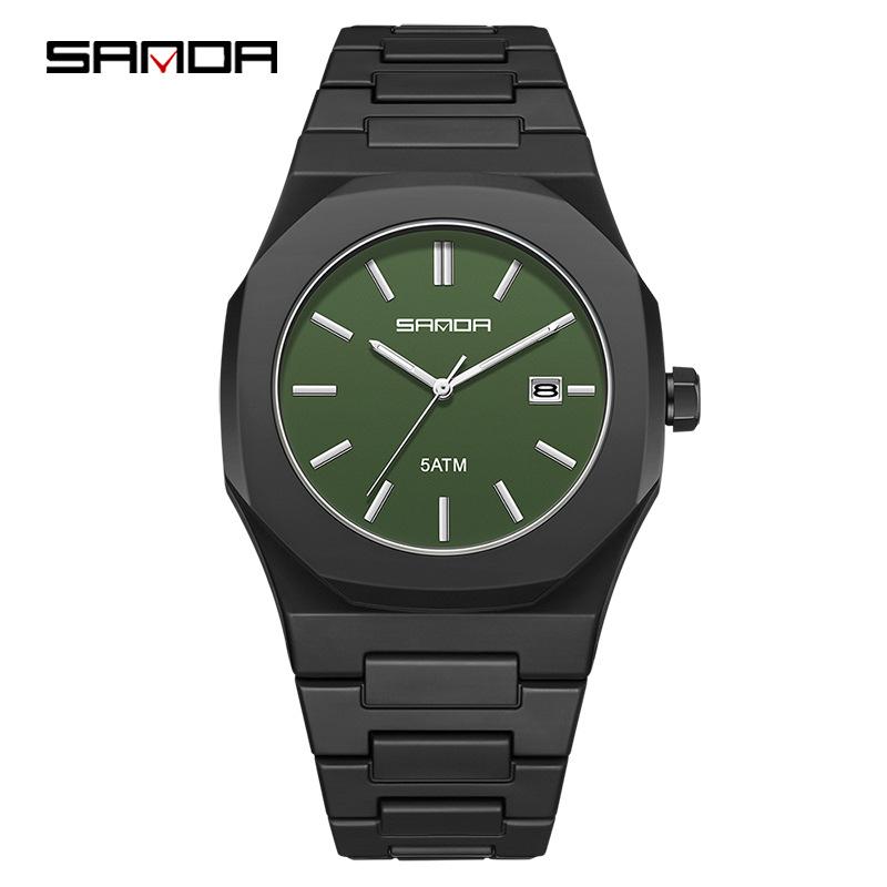 Sanda Stylish Quartz Watch: Waterproof, Dual-Color, Unisex with Calendar - Popular in Southeast Asia & Middle East