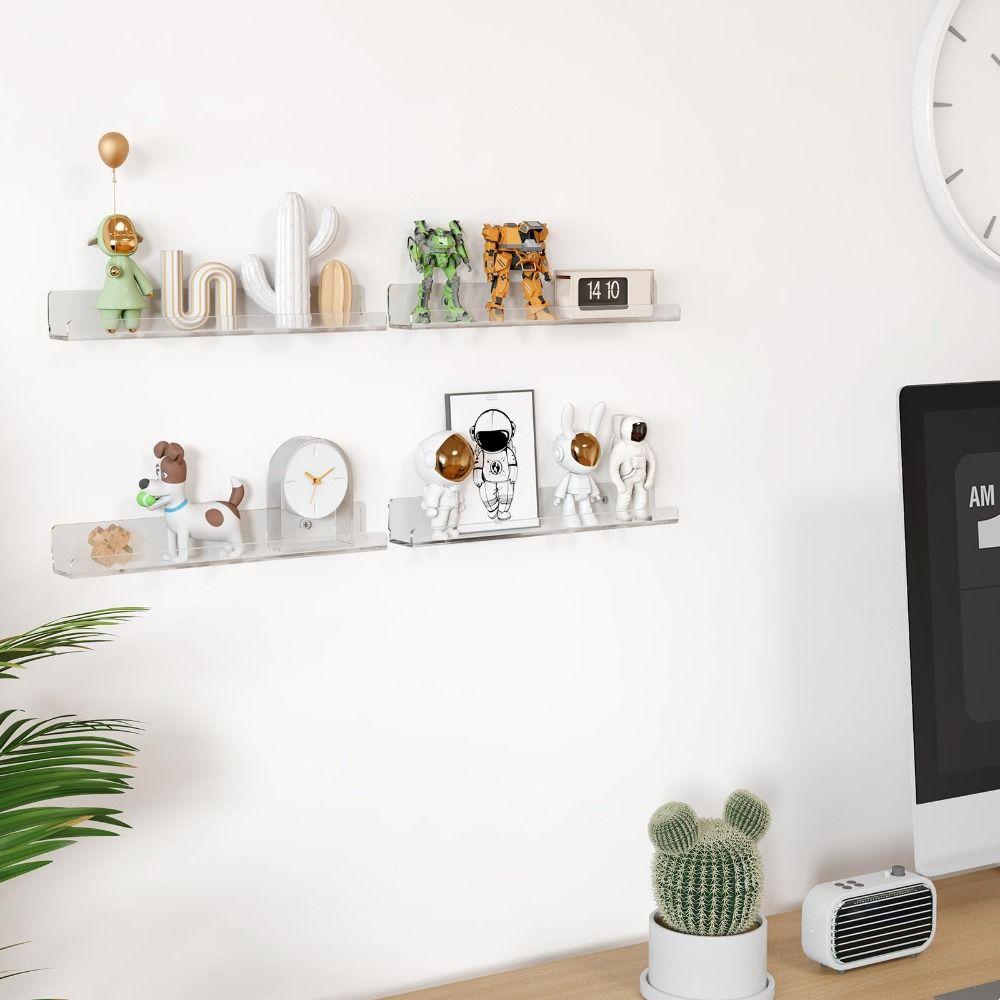 Clear Vinyl Record Shelf Wall Mount Acrylic Floating Shelves for Books  Bedroom