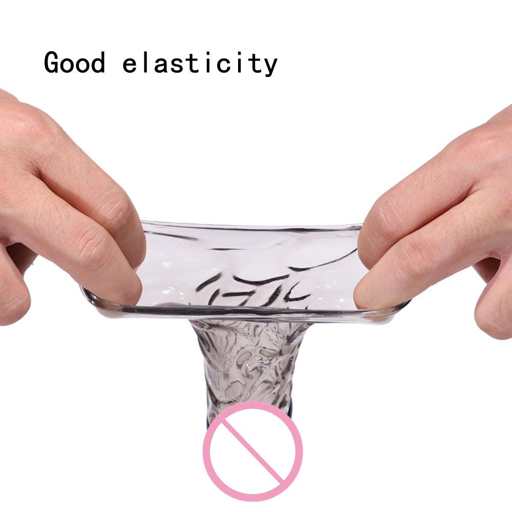 1PC Reusable Extension Condom Penis Sleeve Male Enlargement Time Delay Spike Clit Massager Cover Crystal Clear Condoms For Adult