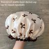 Double-Layer Printed Shower Cap with Adjustable Elasticity - Reusable Polyester Fiber, Durable & Suitable for Men and Women