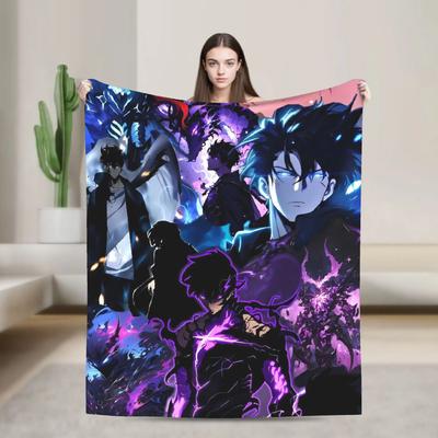 Solo Leveling Warm Soft Flannel Throw Blanket for Couch Bed Graphic Bedspread Sofa Cover Kids Adult Winter Bedding