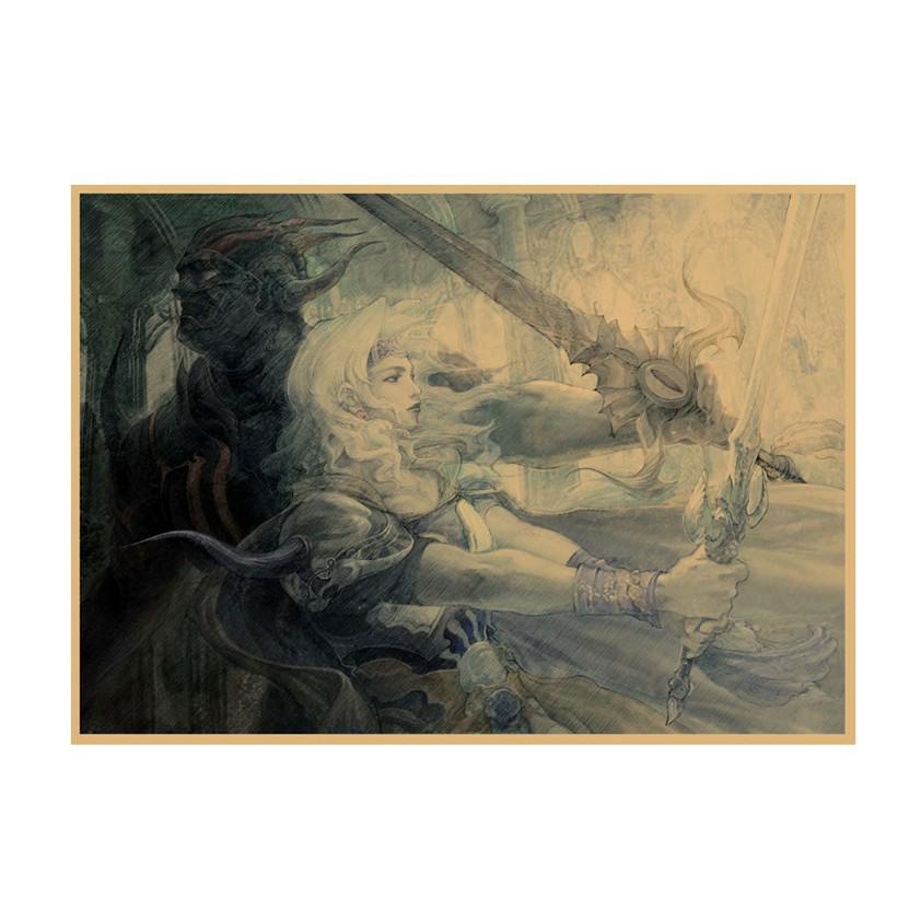 Yoshitaka Amano Retro Japanese Illustration Poster for Bar & Restaurant Wall Decor