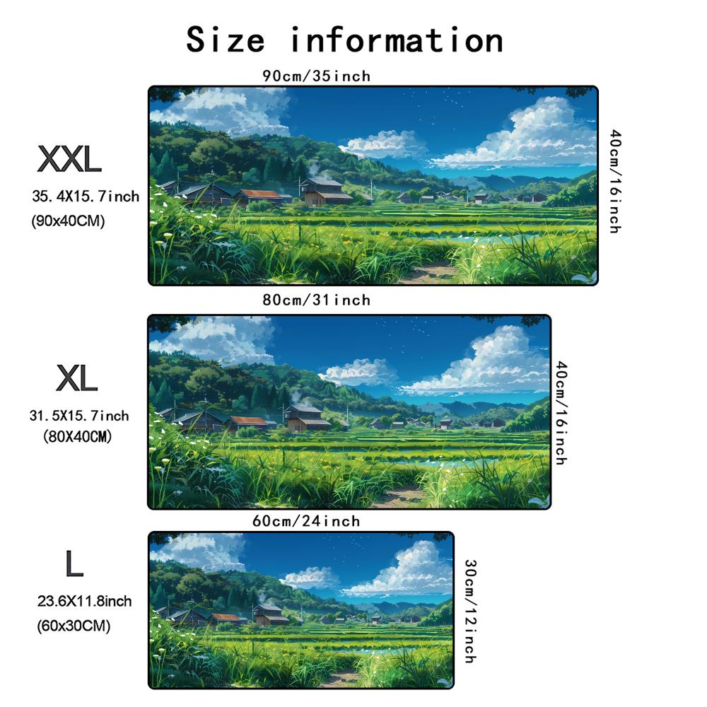 Anime Countryside Scenery Large Desk Mat Sky Cloud Mountain Road Xxl Mouse Pad NonSlip Stitched Edge Keyboard Gaming Mat