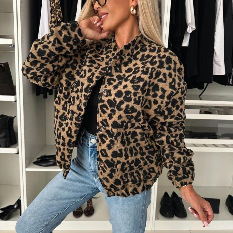 Spring and Autumn American Retro Leopard Print Jacket Women's New Loose Casual Jacket Top