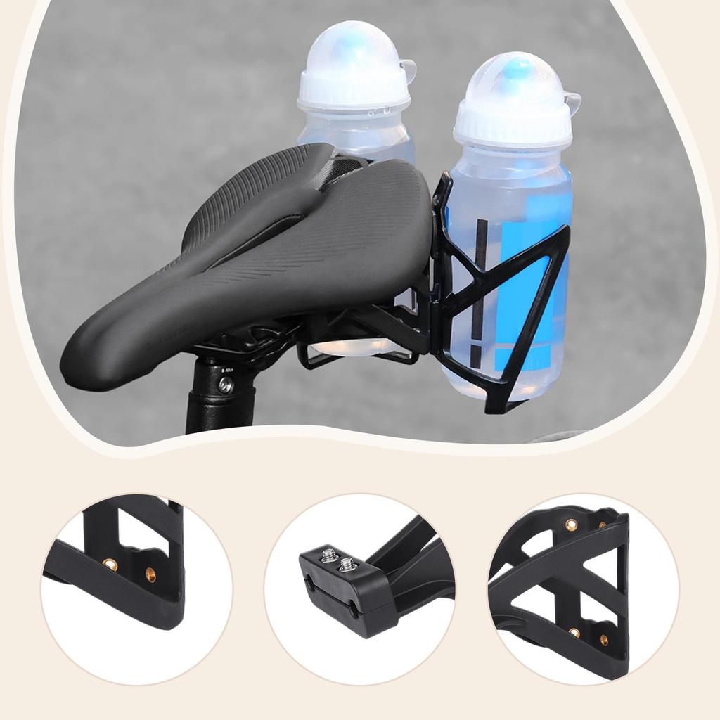 Cycling Water Bottle Cage Behind Seat Black Plastic Bike Cup Holder Professional Bottle Carrier for Mountain Road Bicycles