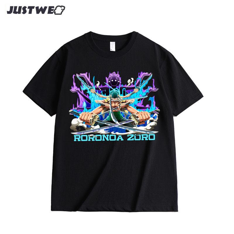 Anime Style One Piece Road Feisuolonuo Pure Cotton Printed Fashionable Unisexs and Womens Clothing New Loose Casual Tshirt