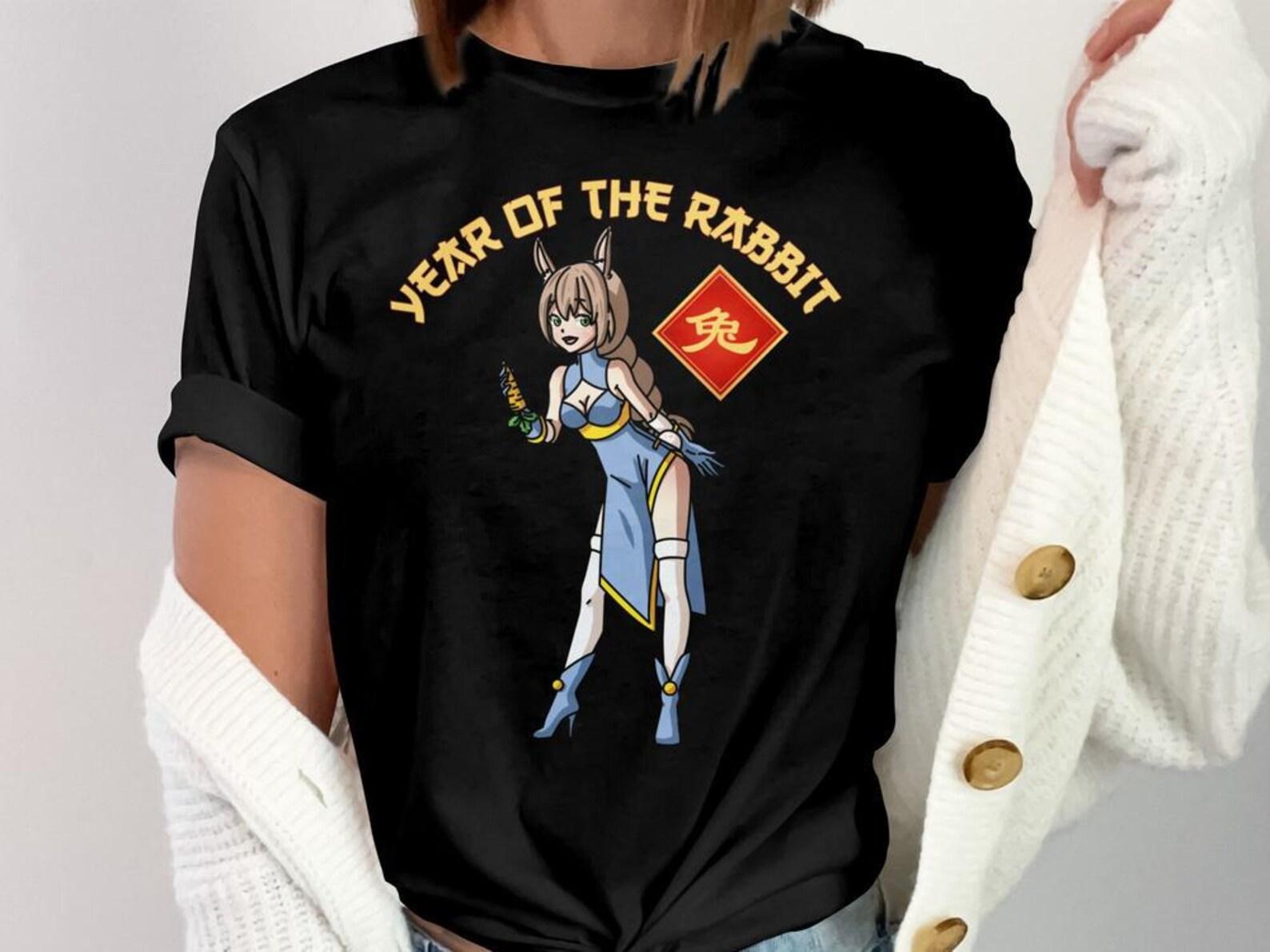 Year of the Rabbit Chinese New Year Shirt, Lunar New Year T-Shirt, Chinese Zodiac Rabbit, Anime Rabbit Character Tee M