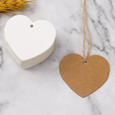 100pcs Heart Shaped Cards Blank Cards Label Handwritten Blessings Hanging Decoration Gift Labels DIY Crafts Kraft Paper