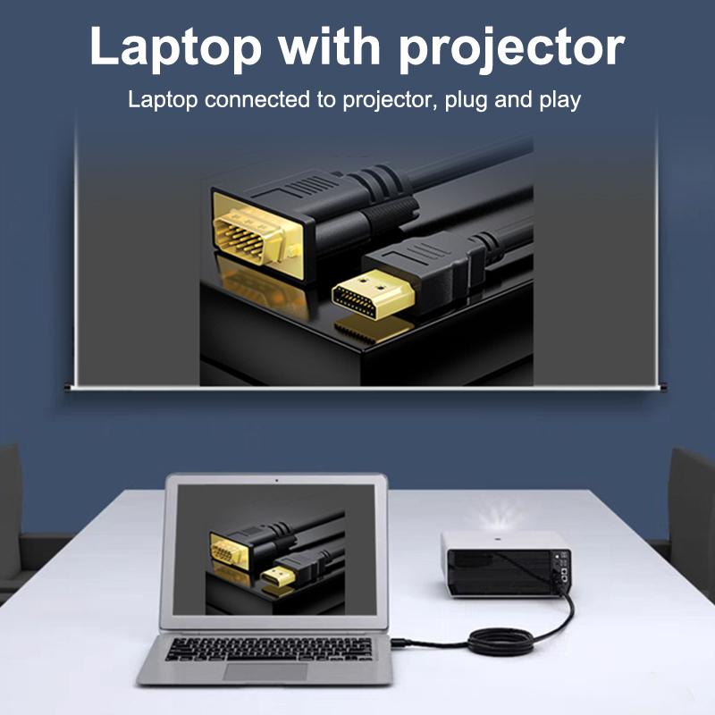 Hdmi-Compatible To Vga Adapter Connecto Line Converter Cable 1.8M Fhd 1920*1080P For Desktop Laptop Pc Tv Monitor Projector
