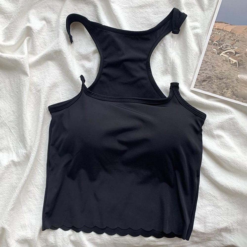 

Однотонная майка на невидимых бретелях, дышащий жилет-слинг, новый топ без рукавов чёрный