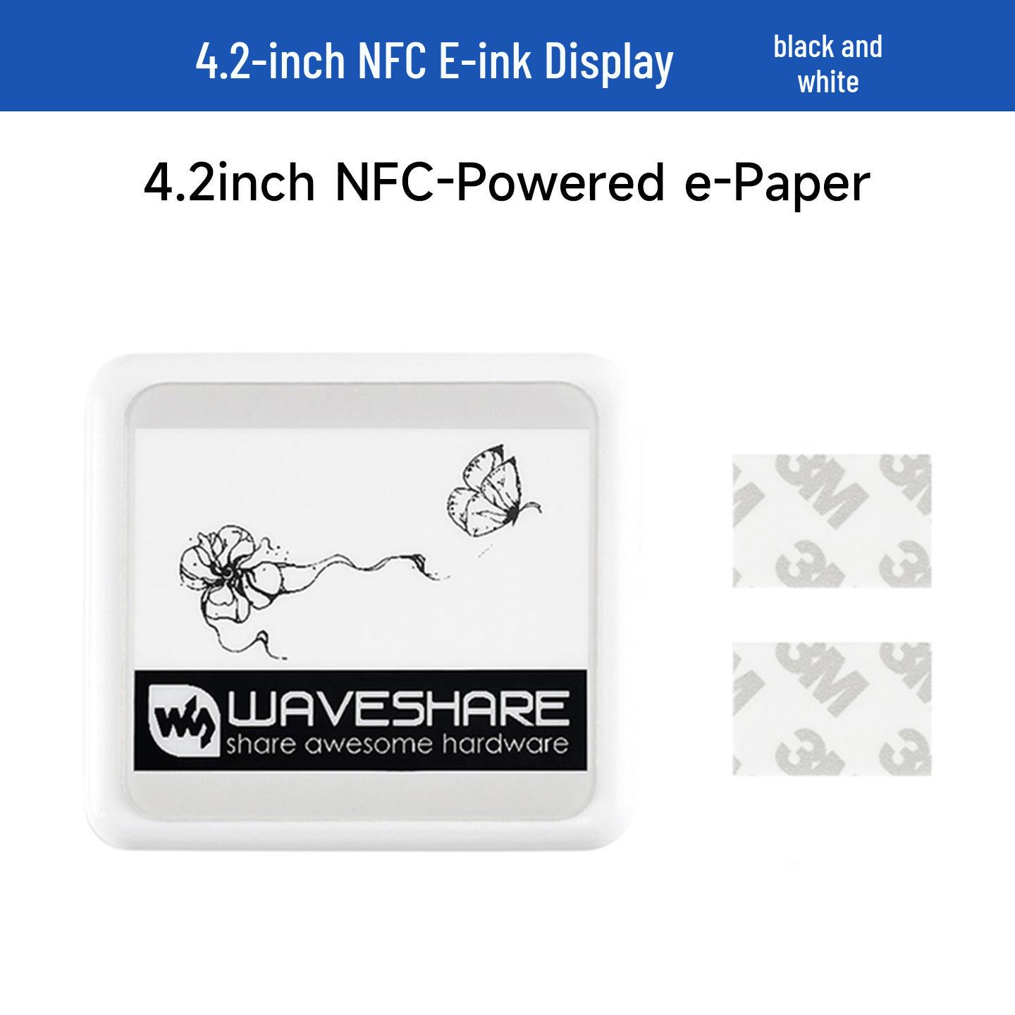 Micro-Snow 4.2  Passive NFC e-Paper Ink Screen Shelf Label with Wireless Power/Communication. Standard NFC