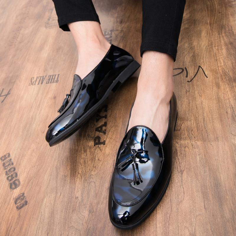 Fashion Mocasines Mirror Face Mens Shoes Men Business Driving Shoes Handmade Tassel Loafers Chaussure Party Flats Mens Shoes