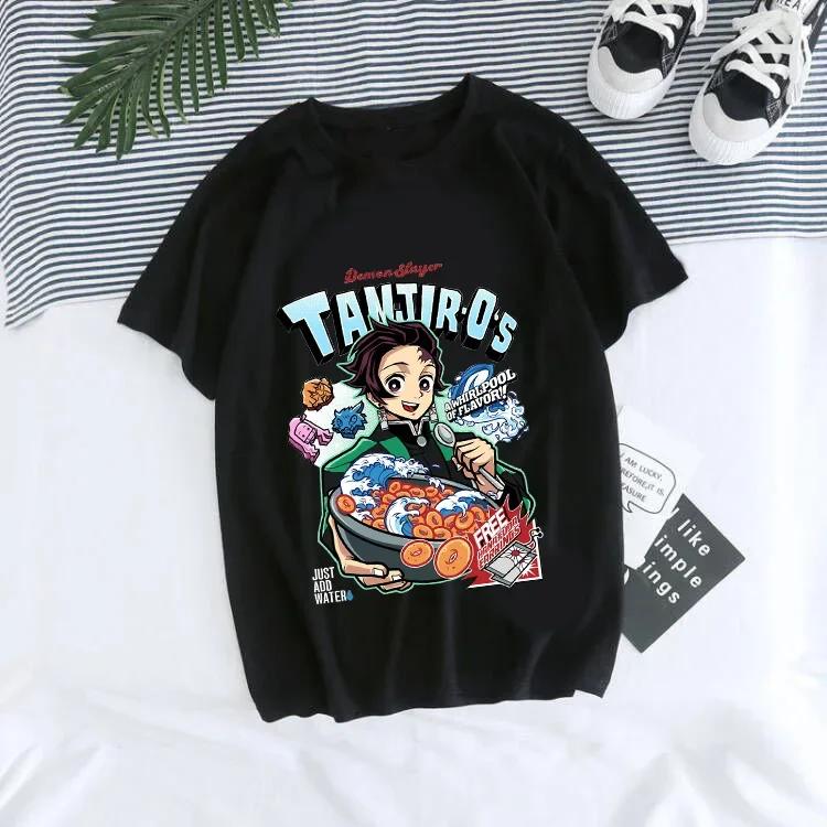 Japanisches Anime Demon Slayer T-Shirt für Damen Kimetsu No Yaiba Nezuko T-Shirt Weiblich Tanjirou Kamado Grafik y2k Kleidung Oberteile