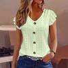Summer V-neck hollow short-sleeved shirt women, thin Feifei sleeved top, physical source