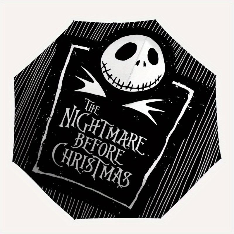 Jack Skellington,Nightmare Before Christmas Themed Automatic Opening and Closing Folding Umbrella, Reinforced 8 Ribs, Compact Travel Design,