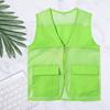 Hollow Out Zipper Placket Double Pockets V-neck Work Vest Volunteer Bright Color Loose Fit Unisex Waistcoat