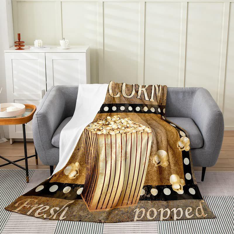 Popcorn Pattern Series Printed Blanket for Sofa Bed Travel Camping Living Room Office Conditioning Blanket for All Seasons Gifts
