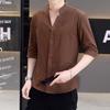 Chemise d'été nouvelle pour homme en coton et lin, manches courtes, fine, décontractée, polyvalente