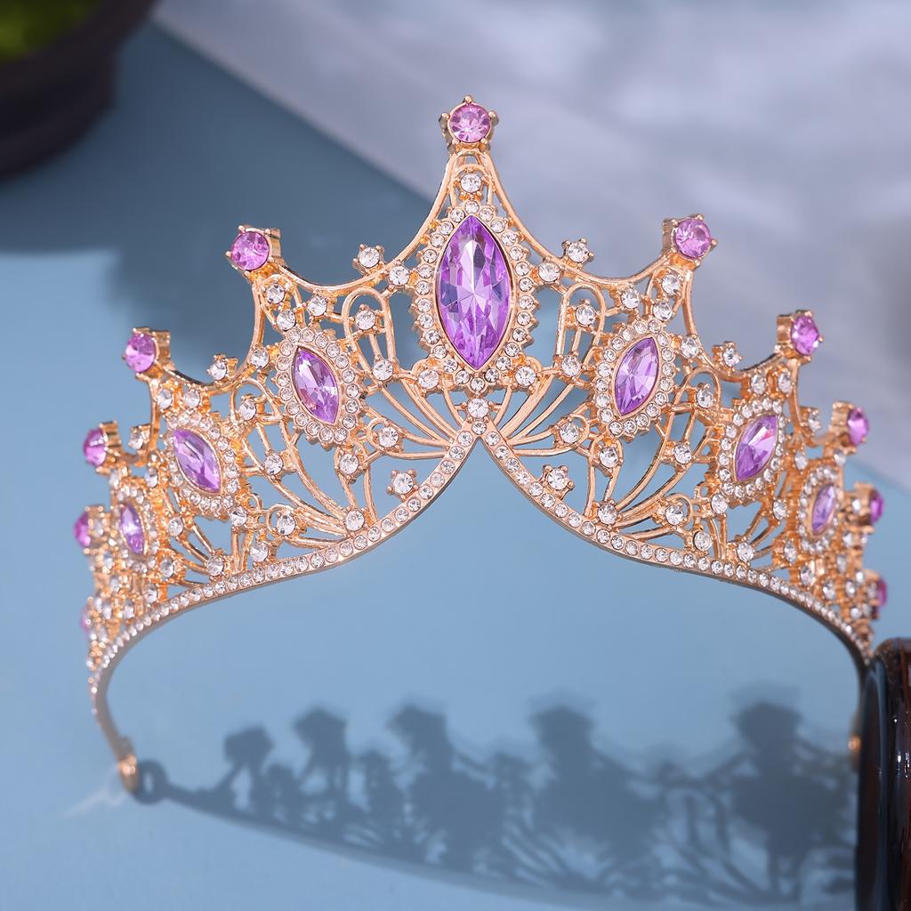 1pc Bride Rhinestone Crown Tiara Baroque Luxury Atmosphere Alloy Crown Party Princess Dress Accessories