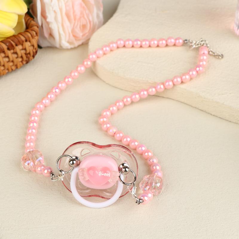 Sweet Beads Chain Pacifier Gag Collar Couple Toy Soft Silicone High-End Adult Pacifier Creating An Exclusive Luxury Leisure Time