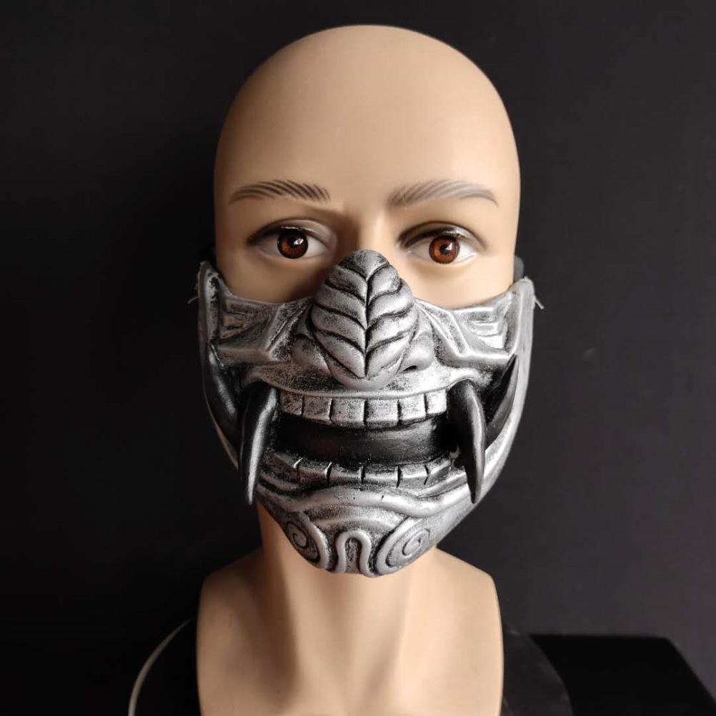Japanische Dämonen-Gesichtsmaske Geist Cosplay Halbgesichtsmaske Halloween Kostüm Requisiten