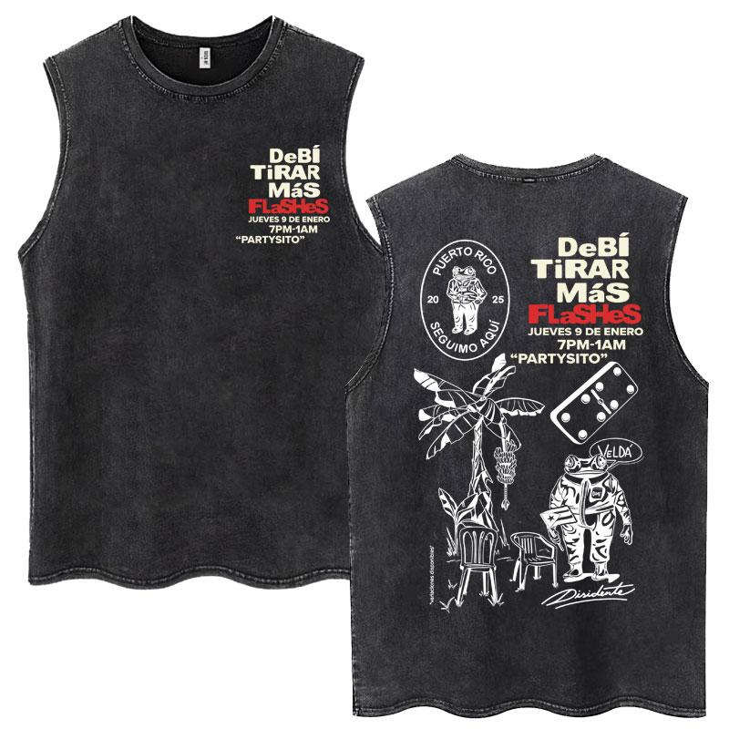 

Rapper Bad Bunny Debi Tirar Mas Fotos DTMF Washed Tank Tops Fashion Aesthetic Sleeveless T Shirts Men Women Cotton Vests 3XL