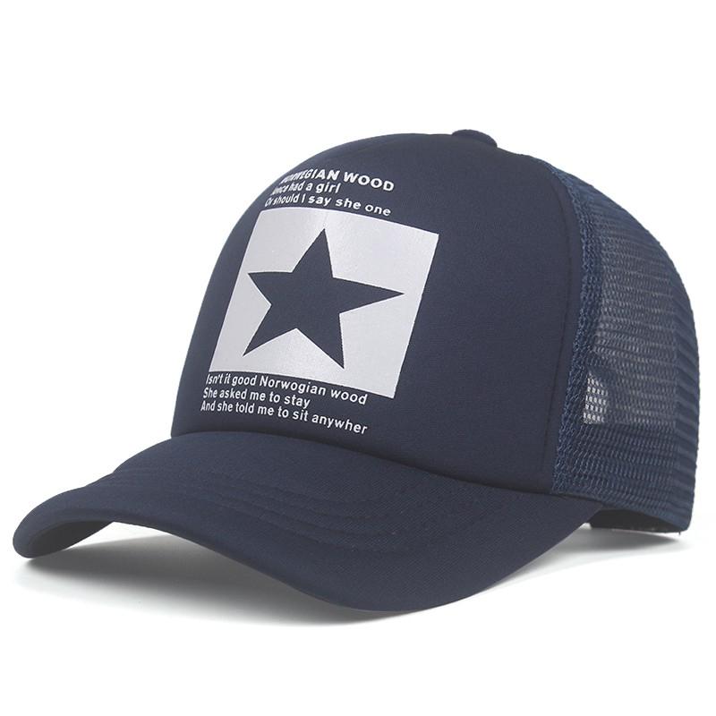 New Fashion Five Pointed Star Pattern Printed Trendy Men's and Women's Universal Hip Hop Mesh Breathable Baseball Hat Truck Caps