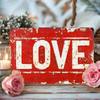 1PC Vintage-Style 'LOVE' Metal Tin Sign, 8x12 Inch - Distressed Red Heart, Rustic Wall Decor For Home & Living Room