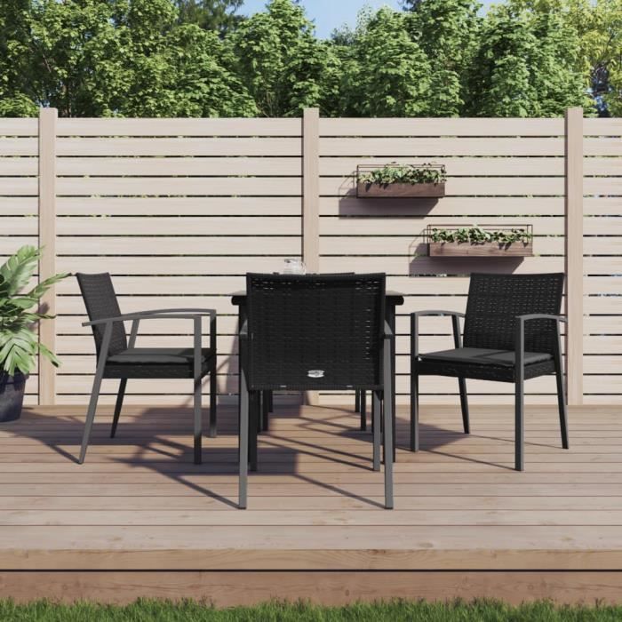 VidaXL Ensemble à manger de jardin 5 pcs coussins résine tressée acier 3186988